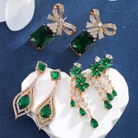 1 Pair Glam Luxurious XUPING Tassel Plating Inlay Copper Artificial Gemstones 18K Gold Plated Drop Earrings main image 2