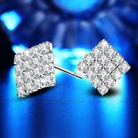 1 Pair Simple Style Classic Style Rhombus Inlay Copper Rhinestones Ear Studs main image 4