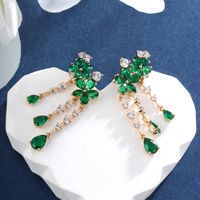 1 Pair Glam Luxurious XUPING Tassel Plating Inlay Copper Artificial Gemstones 18K Gold Plated Drop Earrings sku image 1