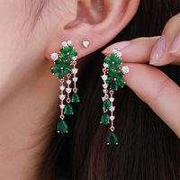 1 Pair Glam Luxurious XUPING Tassel Plating Inlay Copper Artificial Gemstones 18K Gold Plated Drop Earrings main image 5