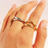 Brass 18K Gold Plated Simple Style Classic Style Plating Solid Color Rings main image 2