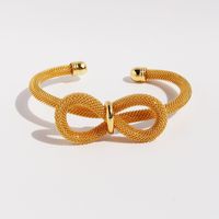 De Gros Exagéré Noeud D'Arc Laiton Placage Plaqué Or 18K Bracelet sku image 1