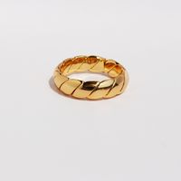 Brass 18K Gold Plated Simple Style Classic Style Plating Waves Rings sku image 1