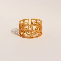 Latón Chapados en oro de 18k Estilo Vintage Enchapado Embutido Ondas Rombo Diamantes De Imitación Anillos main image 1