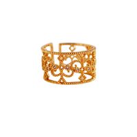 Latón Chapados en oro de 18k Estilo Vintage Enchapado Embutido Ondas Rombo Diamantes De Imitación Anillos main image 3