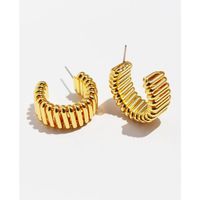 1 Pair Simple Style C Shape Waves Plating Brass 18K Gold Plated Ear Studs main image 1