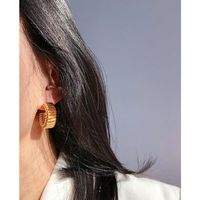 1 Pair Simple Style C Shape Waves Plating Brass 18K Gold Plated Ear Studs main image 4