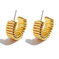 1 Pair Simple Style C Shape Waves Plating Brass 18K Gold Plated Ear Studs main image 2