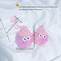 2 Pairs Cute Classic Style Cartoon Heart Shape Candy Crochet Lace Synthetic Resin Cotton Rhodium Plated Drop Earrings sku image 5