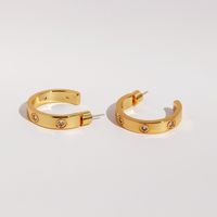 1 Pair Simple Style C Shape Plating Inlay Brass Zircon 18K Gold Plated Ear Studs main image 4