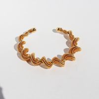 Wholesale Exaggerated Simple Style Solid Color Copper Plating 18K Gold Plated Bangle sku image 1