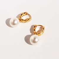 1 Pair Elegant Simple Style Geometric Plating Inlay Brass Pearl 18K Gold Plated Drop Earrings sku image 3