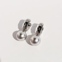 1 Pair Elegant Simple Style Geometric Plating Inlay Brass Pearl 18K Gold Plated Drop Earrings sku image 2