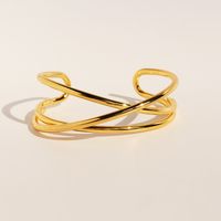Wholesale Exaggerated Simple Style Solid Color Copper Plating 18K Gold Plated Bangle main image 1