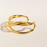 Wholesale Exaggerated Simple Style Solid Color Copper Plating 18K Gold Plated Bangle main image 4