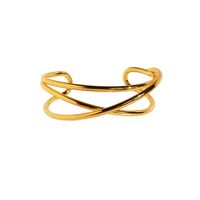 Wholesale Exaggerated Simple Style Solid Color Copper Plating 18K Gold Plated Bangle main image 3