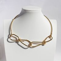 Messing 18 Karat Vergoldet Übertrieben Einfacher Stil Überzug Geometrisch Knoten Halskette main image 5