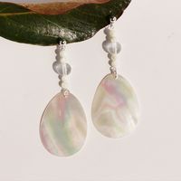 1 Pair Casual Water Droplets Beaded Plating Shell Brass 18K Gold Plated Drop Earrings main image 1
