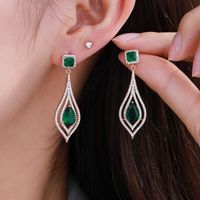 1 Pair Glam Luxurious XUPING Tassel Plating Inlay Copper Artificial Gemstones 18K Gold Plated Drop Earrings main image 4