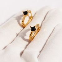 1 Pair Simple Style Geometric Rhombus Plating Inlay Brass Zircon 18K Gold Plated Earrings sku image 3