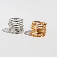 Brass 18K Gold Plated Simple Style Irregular Plating Lines Rings main image 1