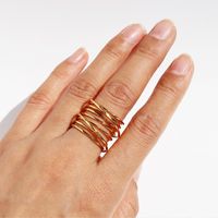 Brass 18K Gold Plated Simple Style Irregular Plating Lines Rings sku image 1
