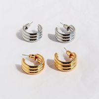 1 Pair Simple Style C Shape Plating Brass 18K Gold Plated Ear Studs main image 1