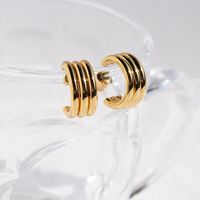 1 Pair Simple Style C Shape Plating Brass 18K Gold Plated Ear Studs sku image 1
