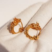 Brass Chinoiserie Casual Plating Dragon Rings Earrings main image 5
