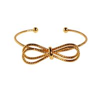 Brass 18K Gold Plated Sweet Simple Style Bow Knot Bangle main image 2