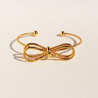 Brass 18K Gold Plated Sweet Simple Style Bow Knot Bangle sku image 1