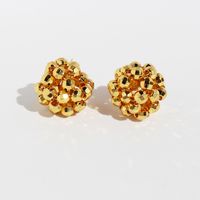 1 Pair Streetwear Solid Color Plating Brass 18K Gold Plated Ear Studs main image 2