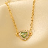 Copper 18K Gold Plated Y2K Cute Sweet Epoxy Inlay Heart Shape Zircon Bracelets main image 4
