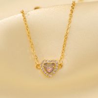 Copper 18K Gold Plated Y2K Cute Sweet Epoxy Inlay Heart Shape Zircon Bracelets sku image 6