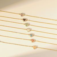 Copper 18K Gold Plated Y2K Cute Sweet Epoxy Inlay Heart Shape Zircon Bracelets main image 9