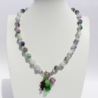 Natural Stone Glass Simple Style Classic Style Beaded Leaf Fruit Pendant Necklace main image 1