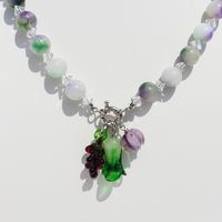 Natural Stone Glass Simple Style Classic Style Beaded Leaf Fruit Pendant Necklace main image 2