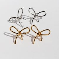 1 Pair Sweet Bow Knot Plating Brass 18K Gold Plated Ear Studs main image 1