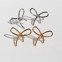 1 Pair Sweet Bow Knot Plating Brass 18K Gold Plated Ear Studs main image 5