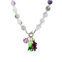 Natural Stone Glass Simple Style Classic Style Beaded Leaf Fruit Pendant Necklace main image 3