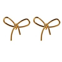 1 Pair Sweet Bow Knot Plating Brass 18K Gold Plated Ear Studs main image 4