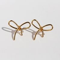 1 Pair Sweet Bow Knot Plating Brass 18K Gold Plated Ear Studs sku image 1