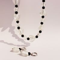 Sweet Simple Style Heart Shape Agate Glass Brass Wholesale Earrings Necklace main image 3