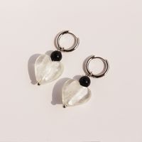 Sweet Simple Style Heart Shape Agate Glass Brass Wholesale Earrings Necklace sku image 1