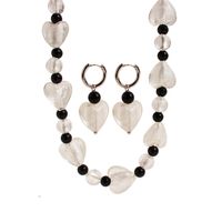 Süss Einfacher Stil Herzform Achat Glas Messing Großhandel Ohrringe Halskette main image 2