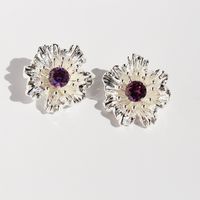 1 Pair Exaggerated Sweet Flower Plating Inlay Brass Zircon 18K Gold Plated Ear Studs sku image 1