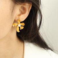 1 Pair Casual Modern Style Flower Inlay Titanium Steel Glass Bead 18K Gold Plated Ear Studs main image 5