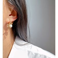 1 Paar IG-Stil Süss Bogenknoten Inlay Messing Perle 18 Karat Vergoldet Ohrringe main image 4
