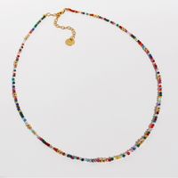 Wholesale Jewelry Sweet Color Block Artificial Crystal Brass Beaded Necklace sku image 1