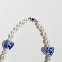 IG Style Elegant Heart Shape Flower Artificial Pearl Glass Brass Beaded Women's Earrings Necklace main image 4